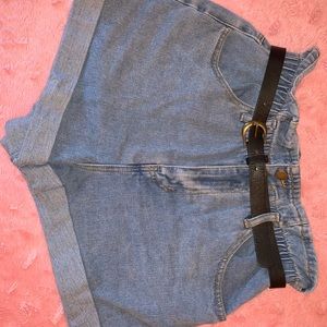 Belted Paperbag Denim Shorts (forever 21)